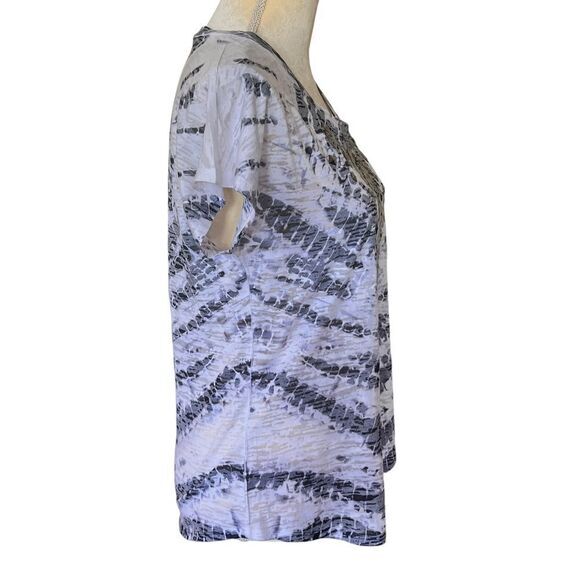 Cato Women's Tie-Dye T-Shirt with Studded Embellishment Gray White Medium - Picture 11 of 13